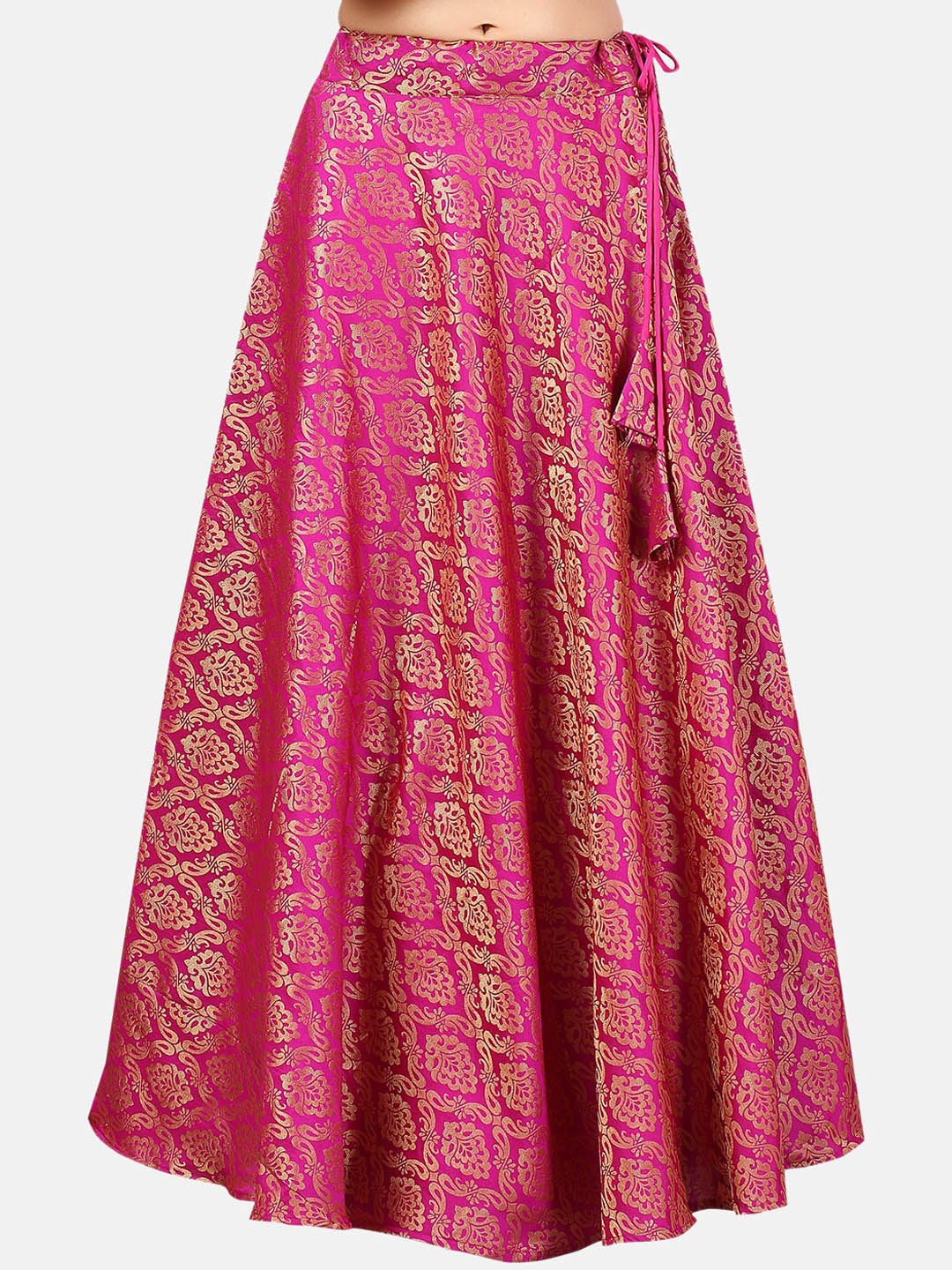 

Studio Shringaar Woven Design Flared Maxi Skirts, Pink