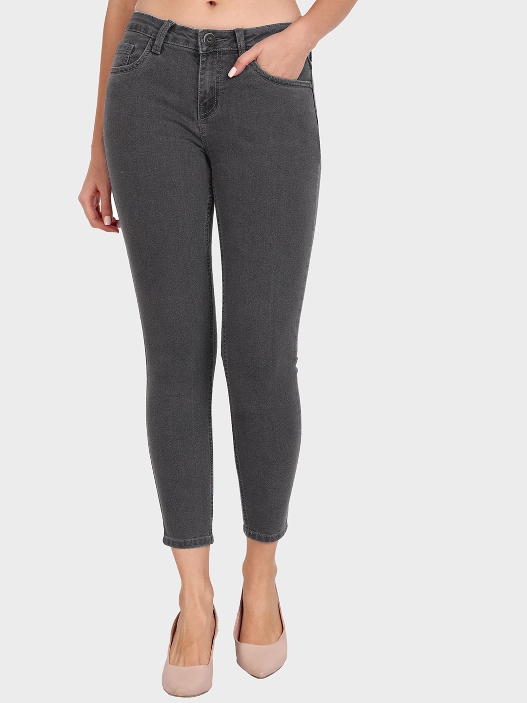 

Mast & Harbour Women Grey Skinny Fit Stretchable Jeans