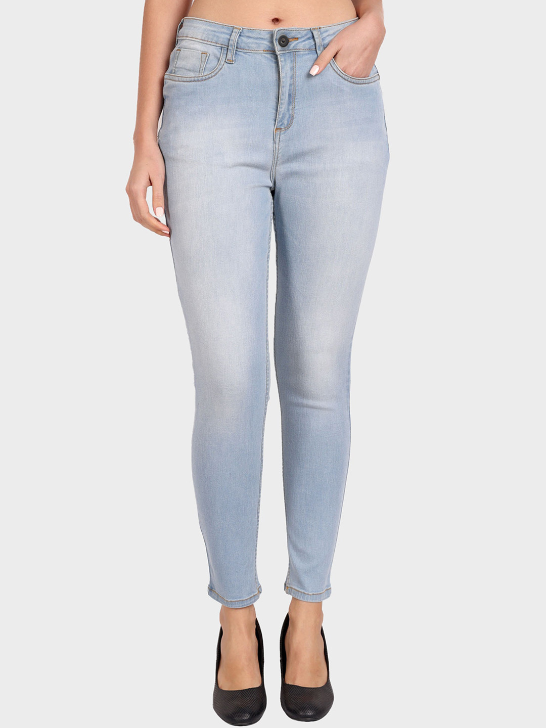 

Mast & Harbour Women Blue Skinny Fit High-Rise Heavy Fade Clean Look Stretchable Jeans