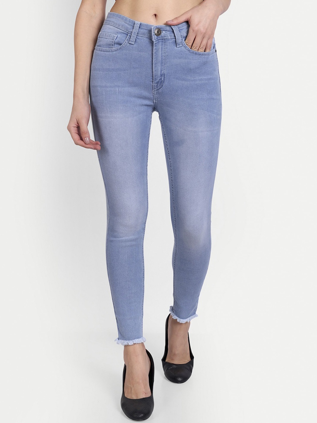 

Mast & Harbour Women Blue Skinny Fit Mildly Distressed Heavy Fade Stretchable Jeans