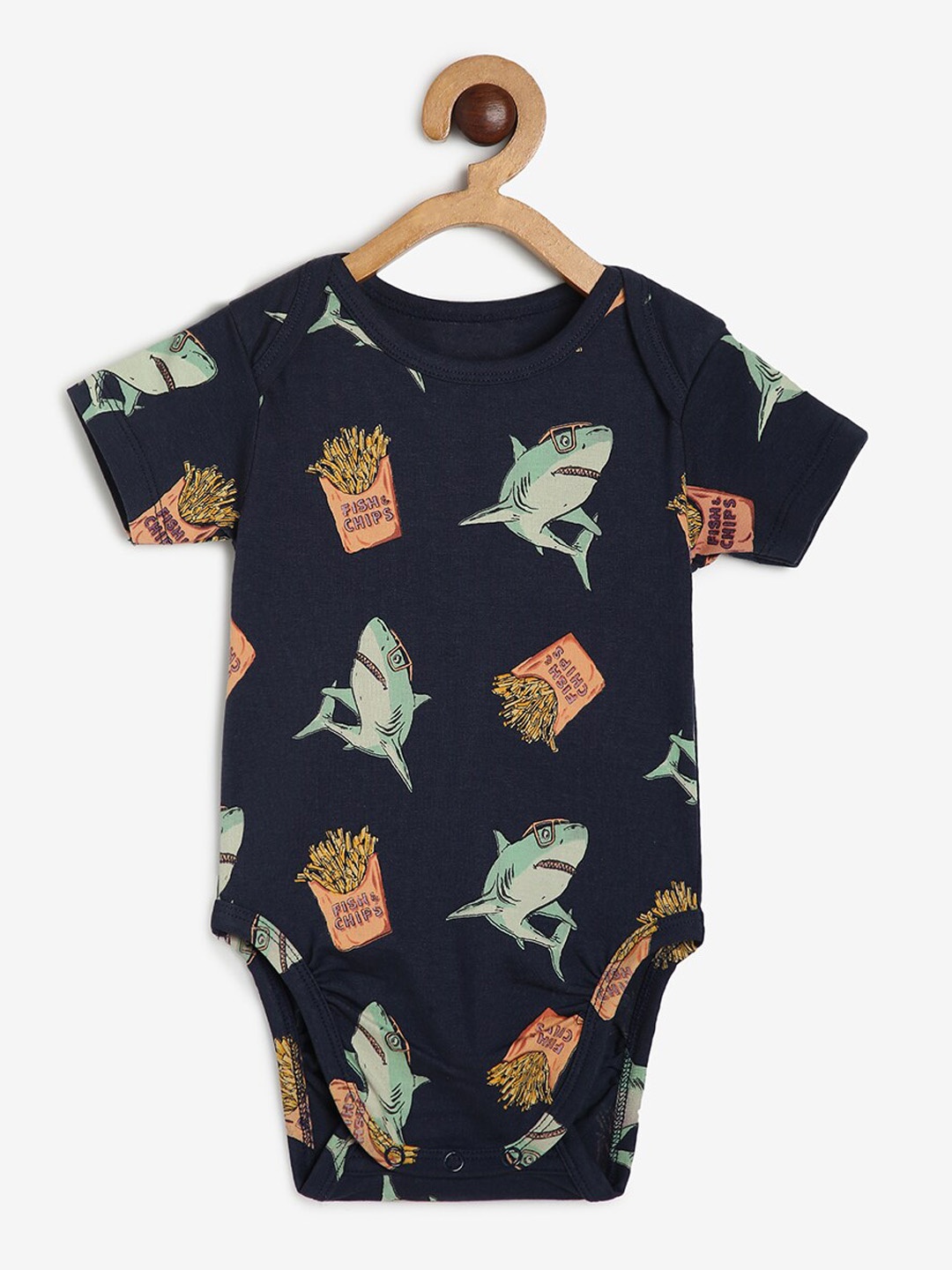 

CHAYIM Infants Graphic Printed Bodysuit, Navy blue
