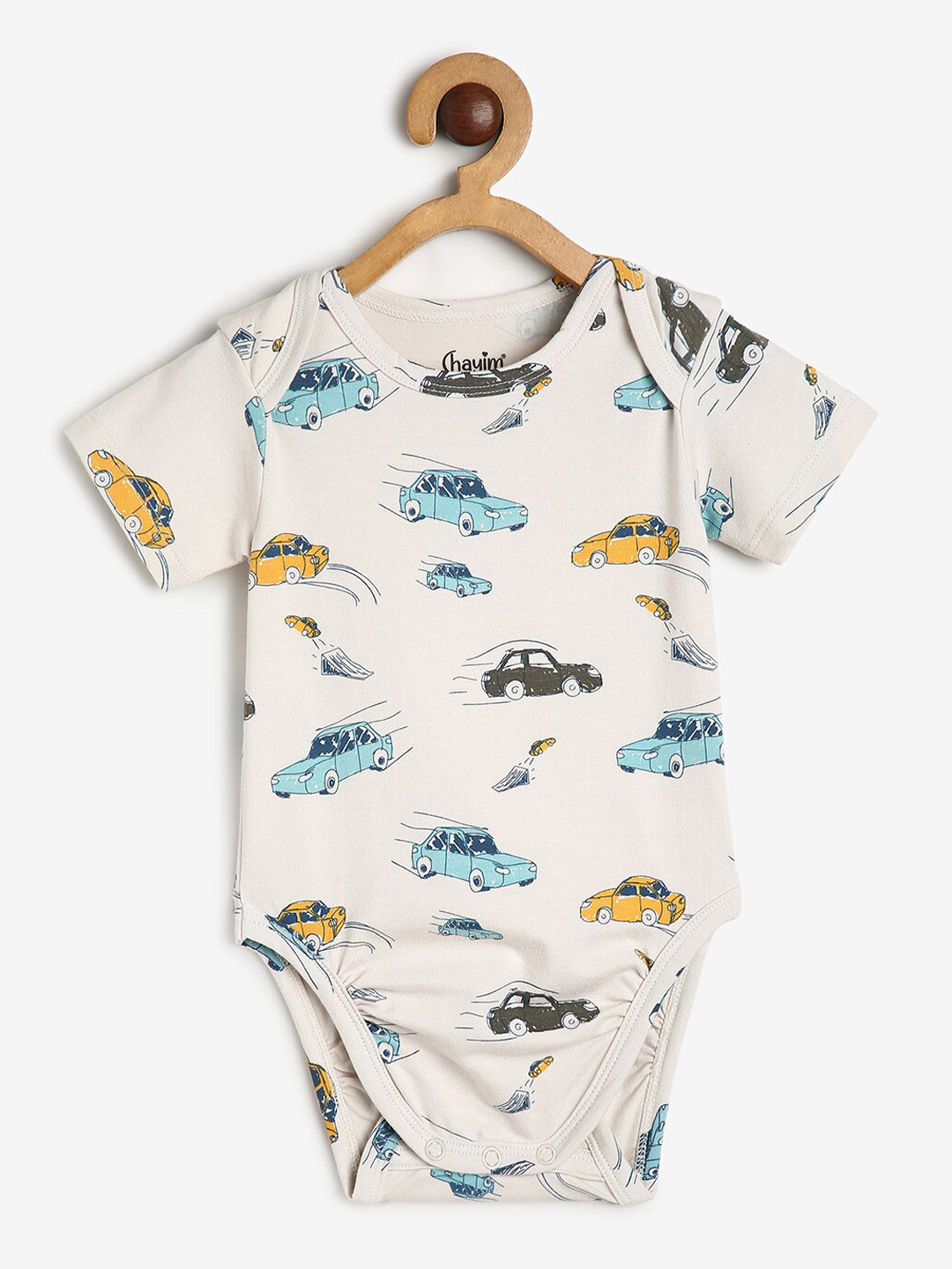

CHAYIM Infants Printed Envelope Neck Bodysuit, Off white