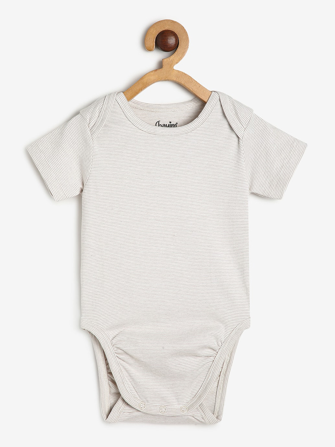 

CHAYIM Kids Striped Cotton Bodysuit, Beige