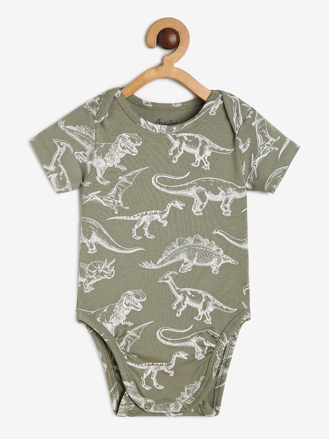 

CHAYIM Infants Conversational Printed Envelope Neck Cotton Bodysuit, Green