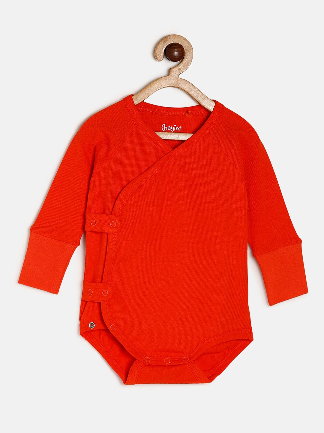 

CHAYIM Infants V-Neck Long Sleeves Flexi fit Cotton Bodysuit, Red
