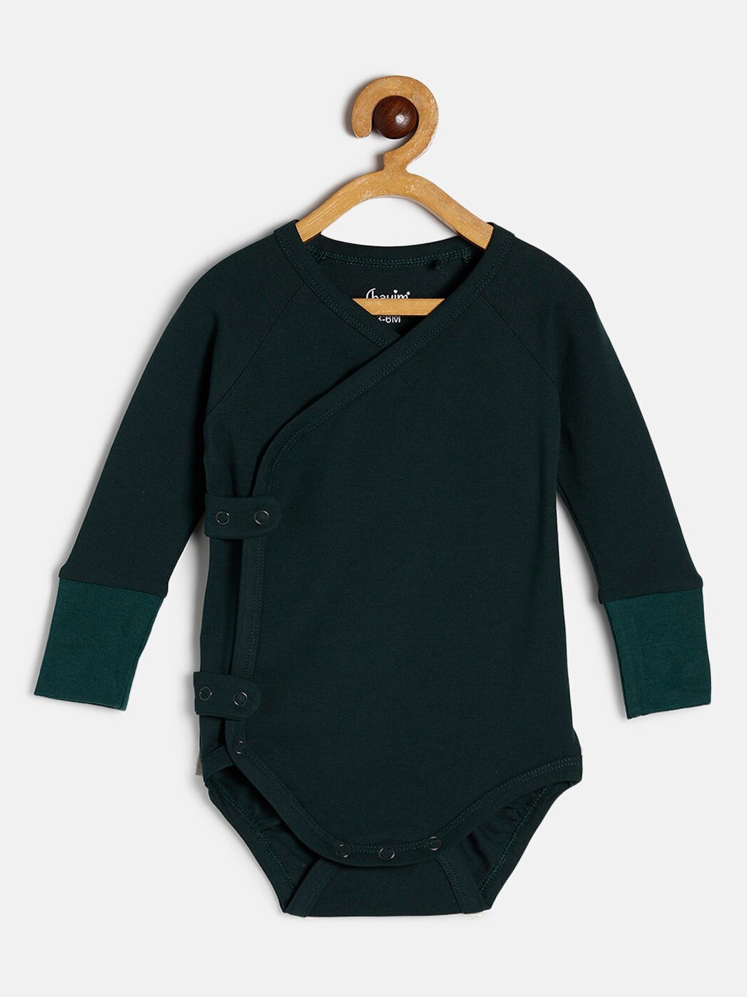 

CHAYIM Infants V-Neck Long Sleeves Flexi fit Cotton Bodysuit, Green