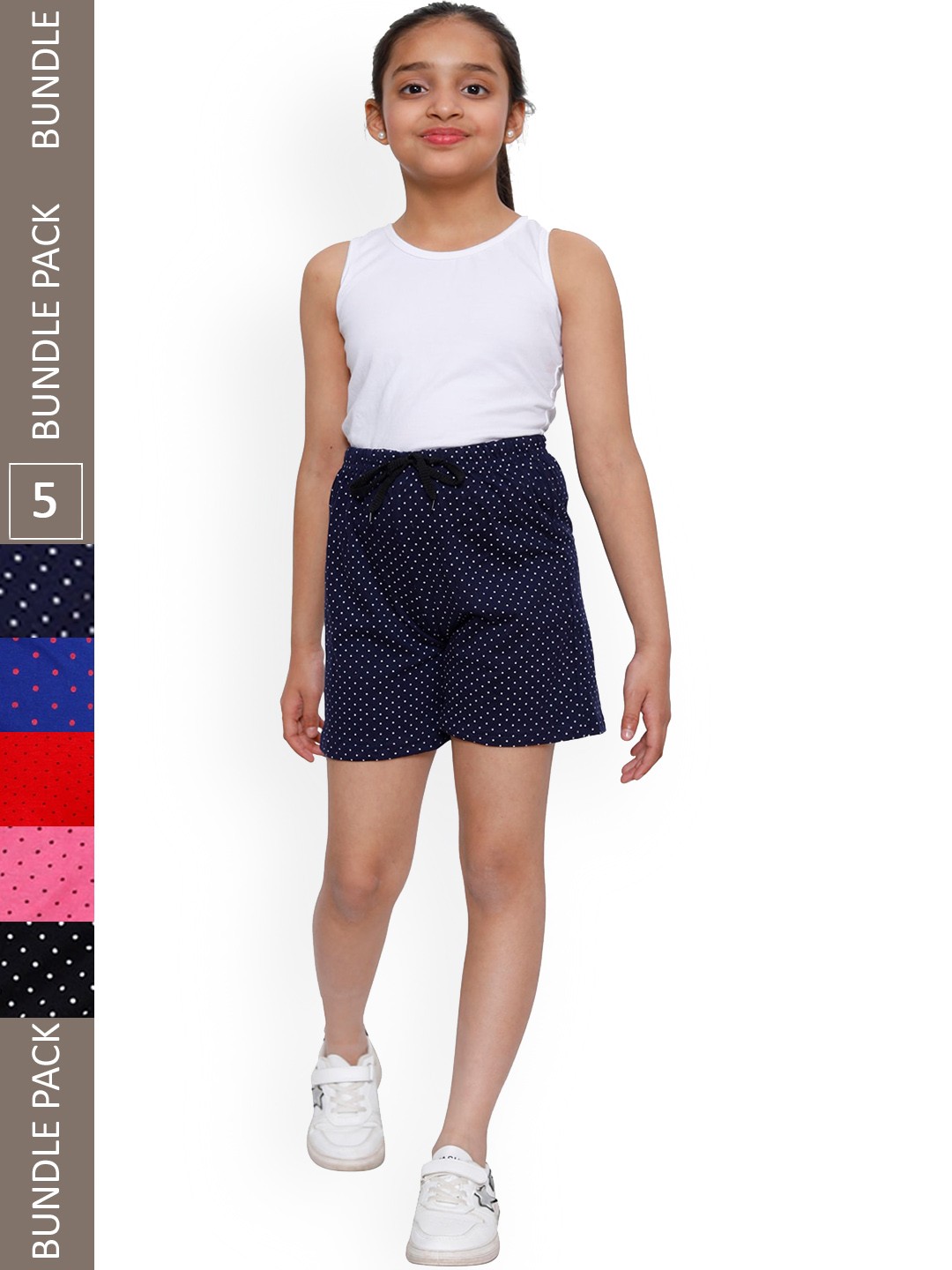 

IndiWeaves Girls Pack Of 5 High-Rise Pure Cotton Shorts, Pink