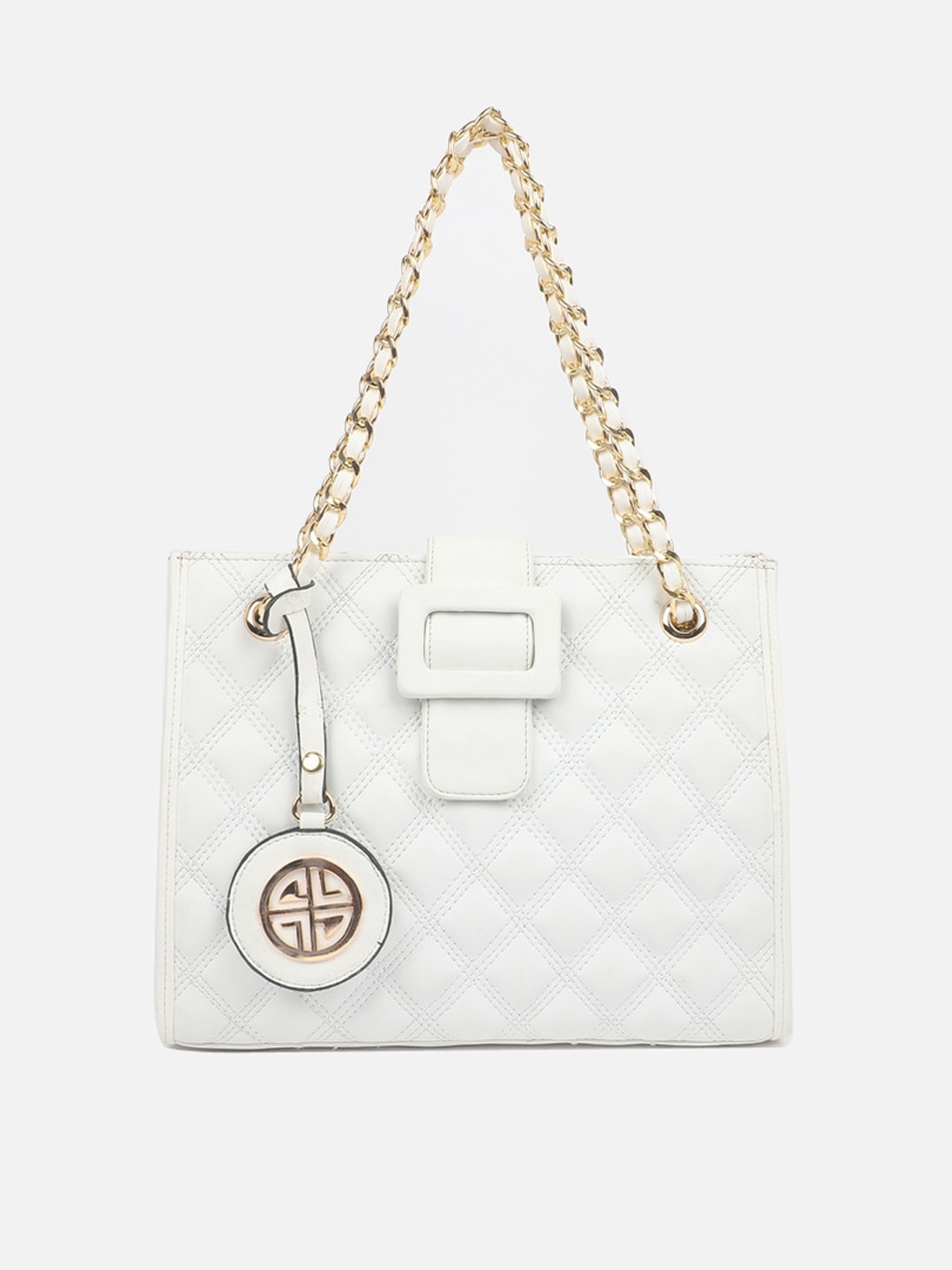 

Carlton London Checked Structured Handheld Bag With Quilted, White