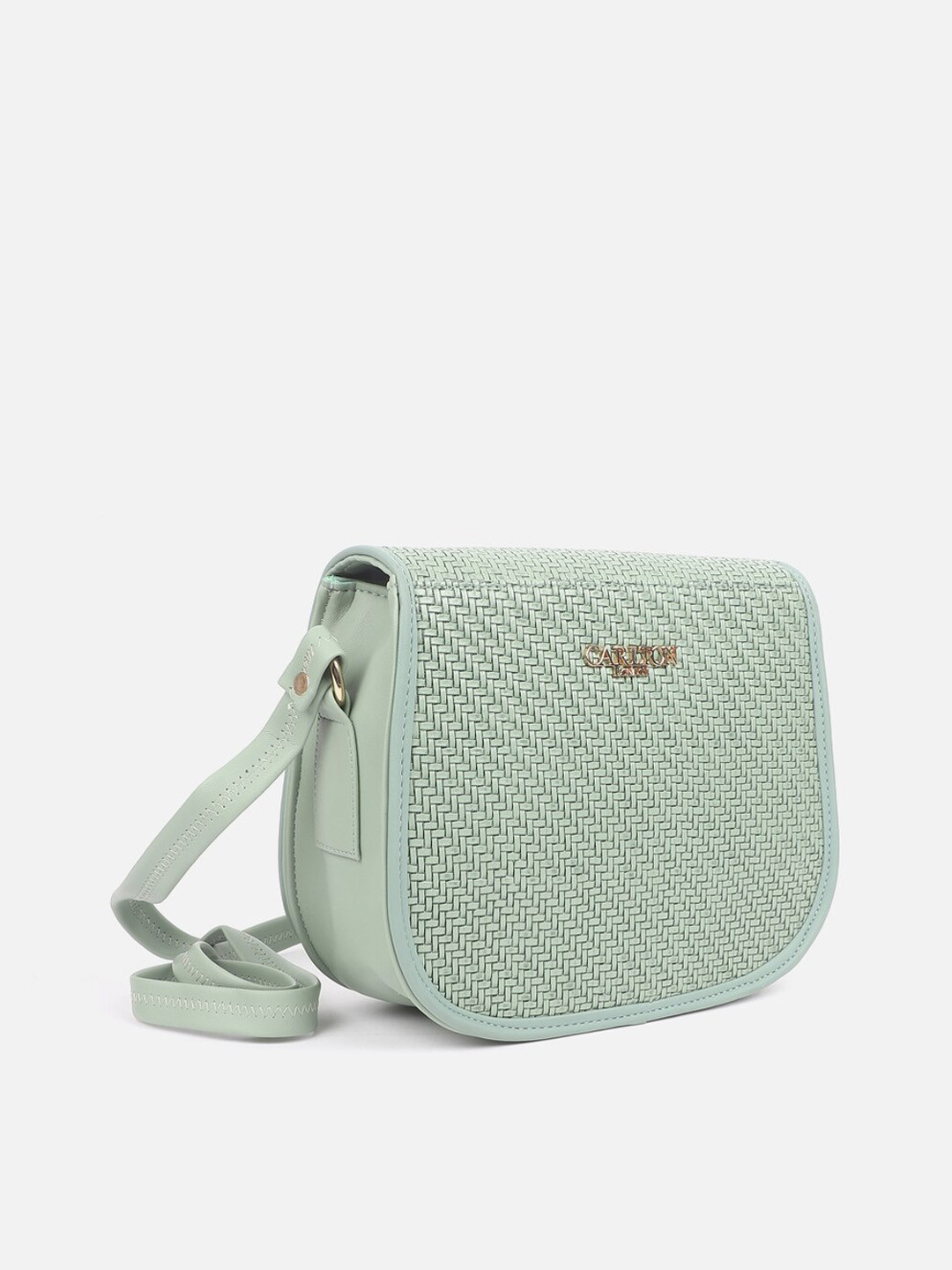 

Carlton London Geometric Textured Structured Sling Bag, Green