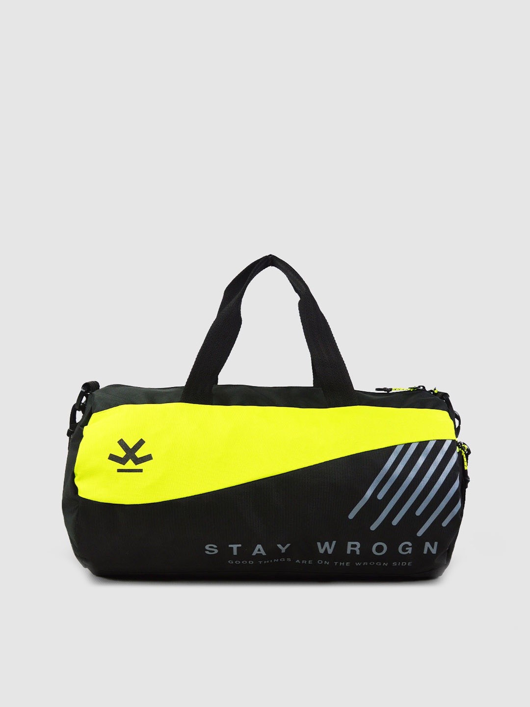 

WROGN Printed Duffel Bag, Black