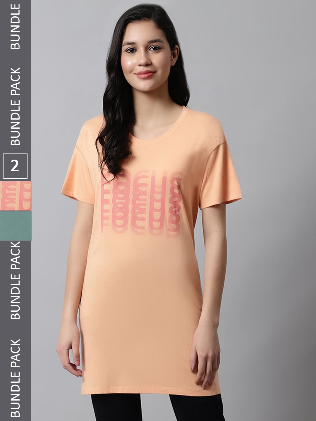 

Kanvin Orange & Green Pack Of 2 Printed Oversized T-shirts