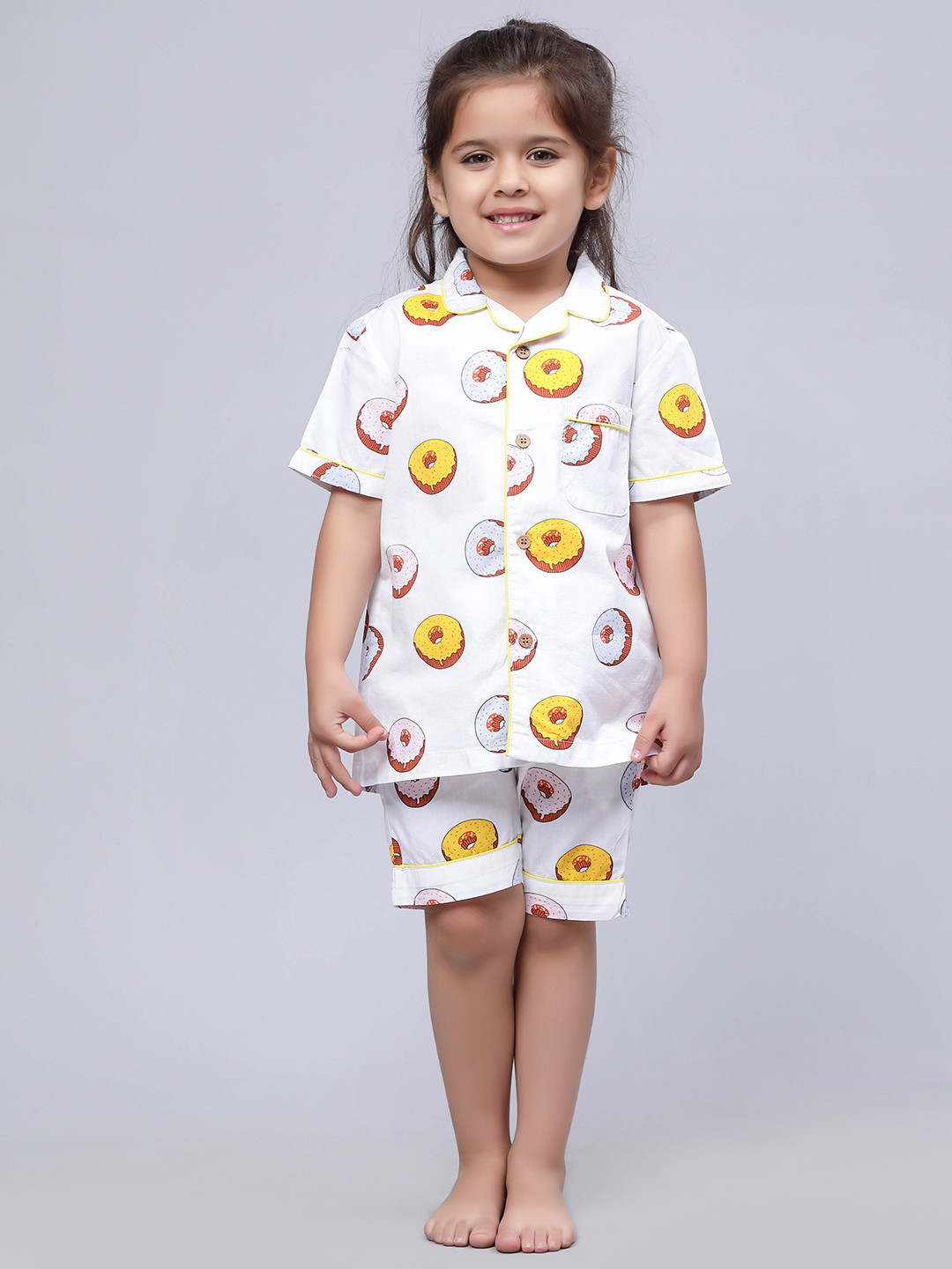 

Biglilpeople Kids Conversational Printed Pure Cotton Night Suit, White