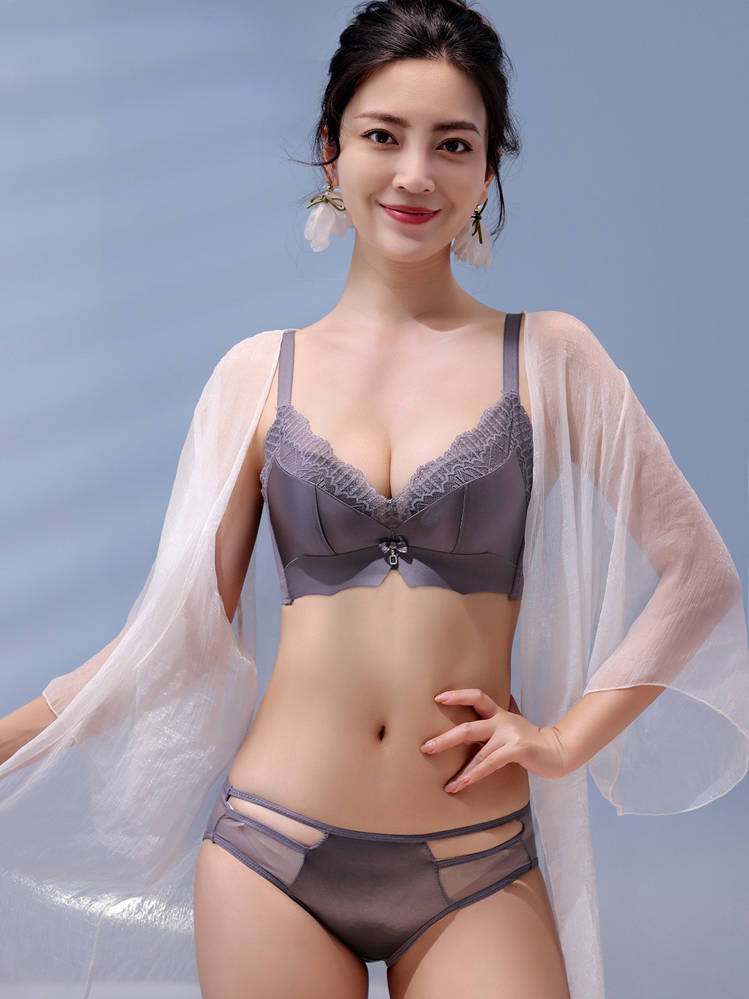 

JC Collection Self-Design Lingerie Set, Charcoal