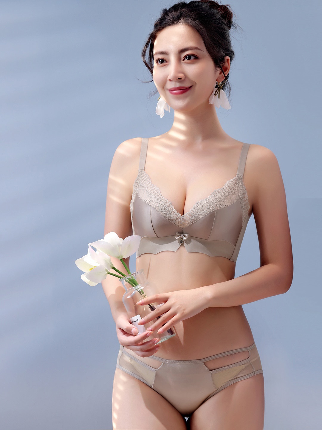 

JC Collection Self-Design Lingerie Set, Grey