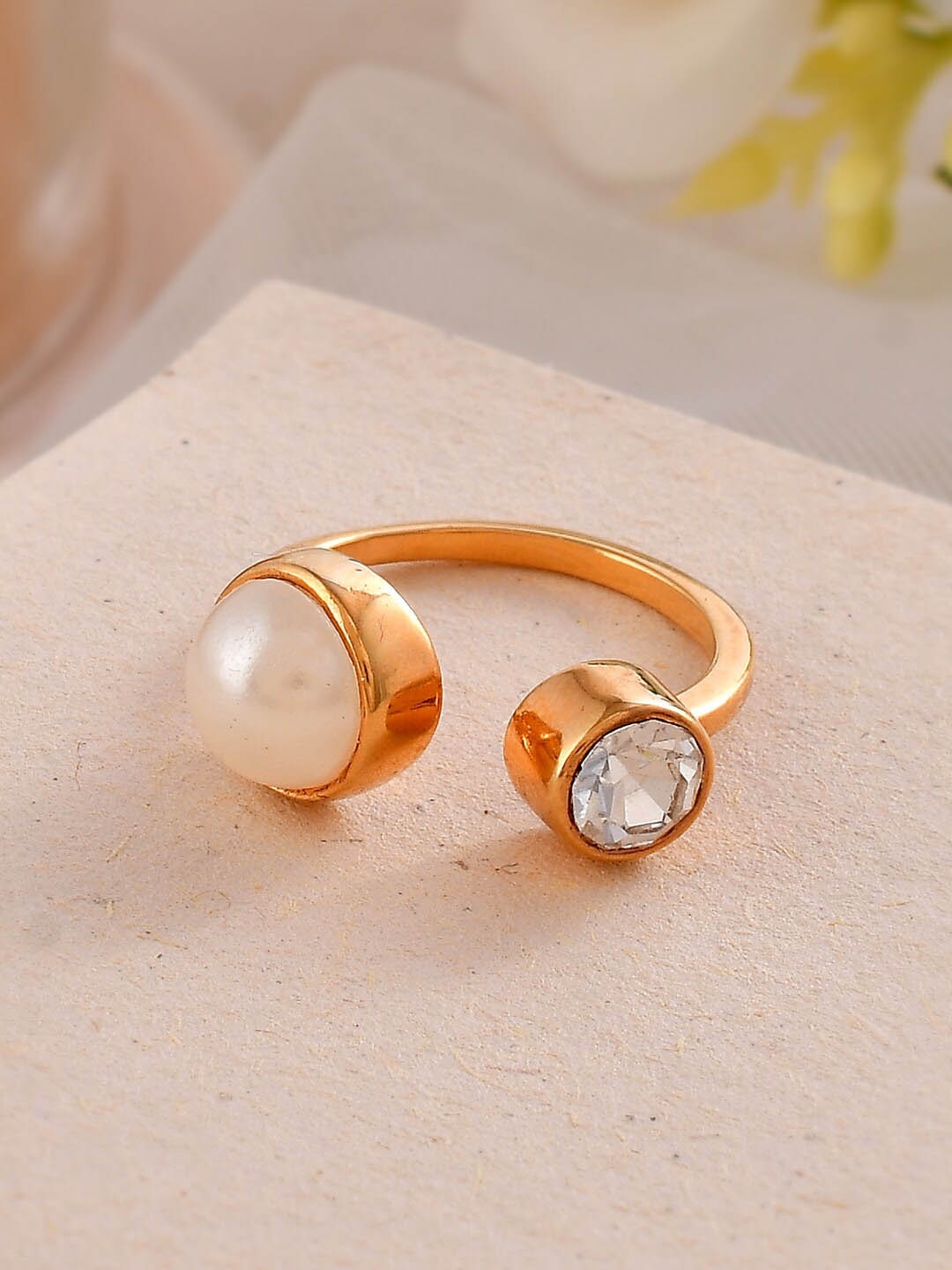 

Voylla Gold-Plated Cubic Zirconia-Studded Adjustable Finger Ring