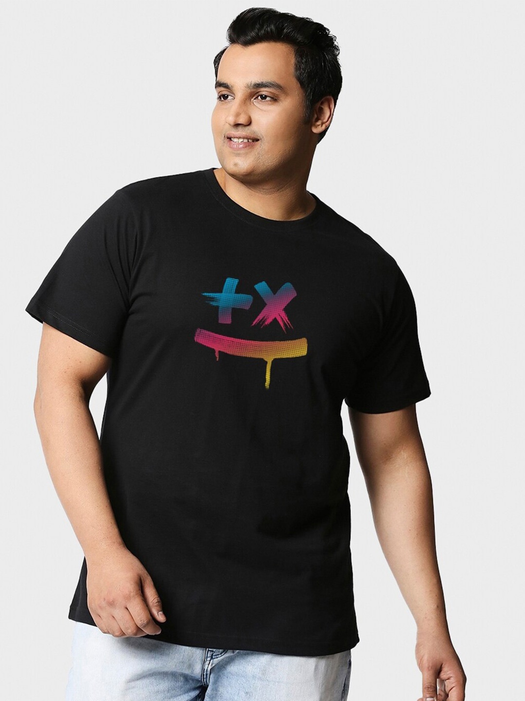 

Bewakoof Plus Martin Garrix Colorful Graphic Printed T-Shirt, Black