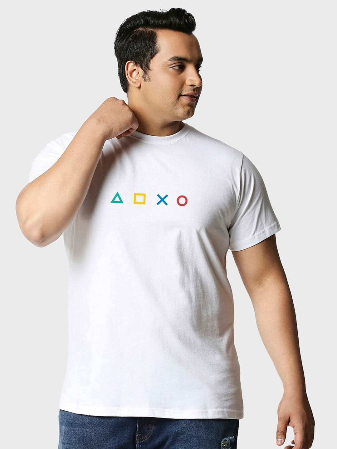 

Bewakoof Plus Gamer Respawn Typography Printed T-shirt, White