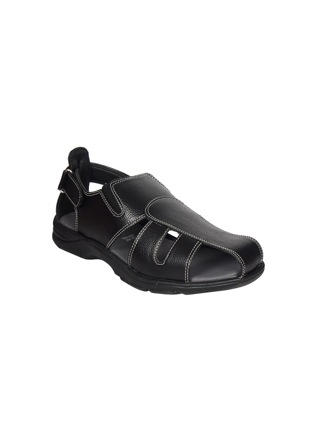 

Ajanta Men Textured Comfort Sandals, Black