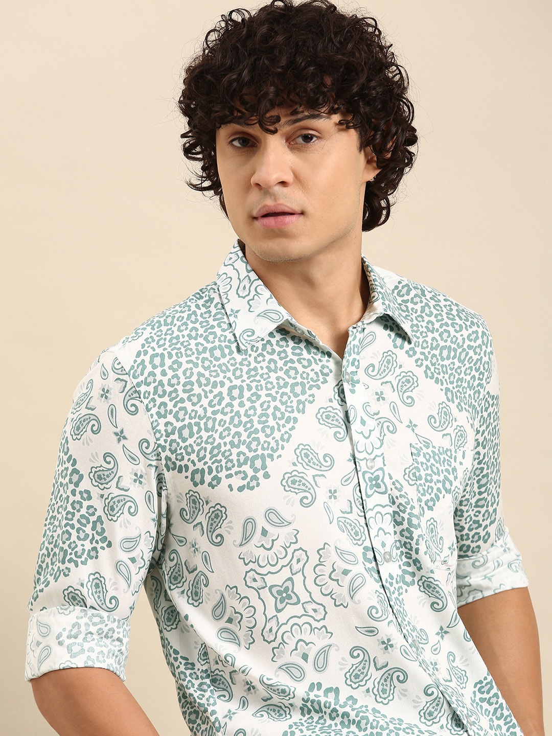 

Sangria Men Printed Casual Shirt, White