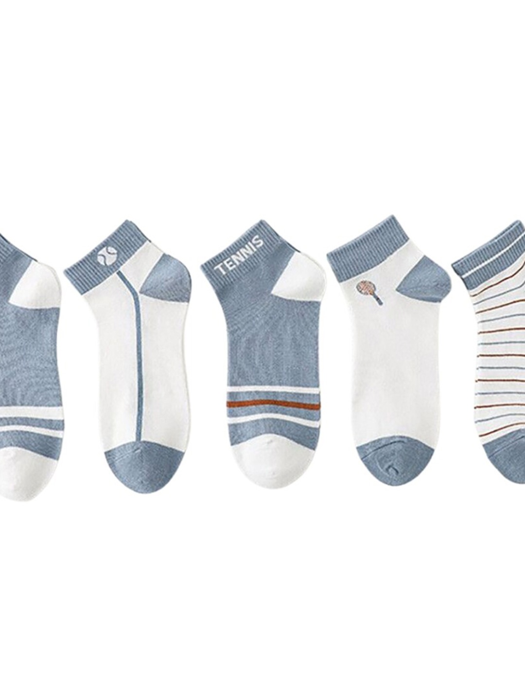 

iSWEVEN Women Pack Of 5 Ankle-Length Cotton Socks, White