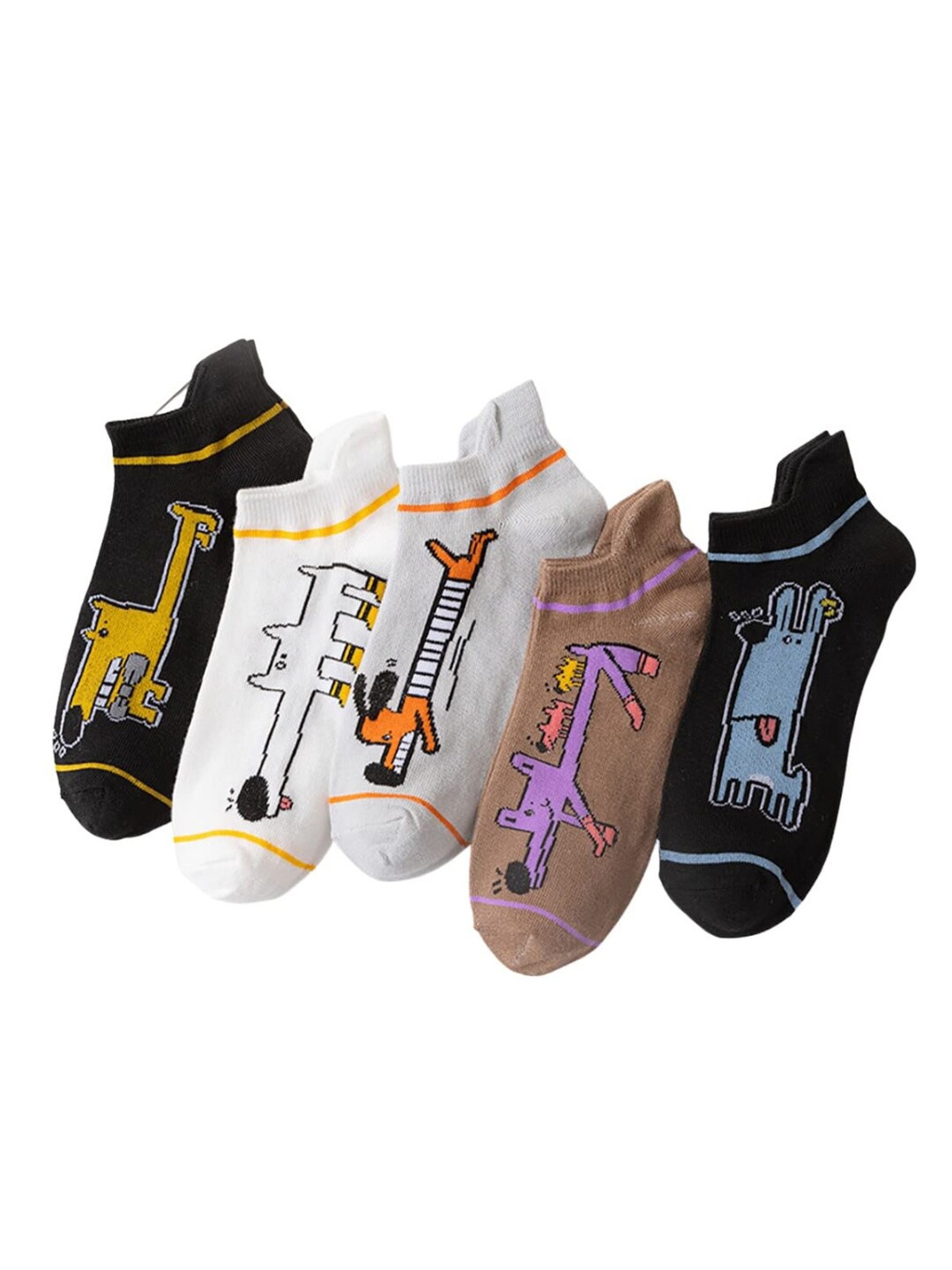 

iSWEVEN Women Pack Of 5 Ankle-Length Socks, Black