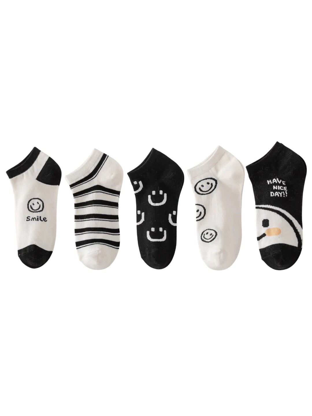 

iSWEVEN Women Patterned Pack Of 5 Ankle-Length Socks, Black