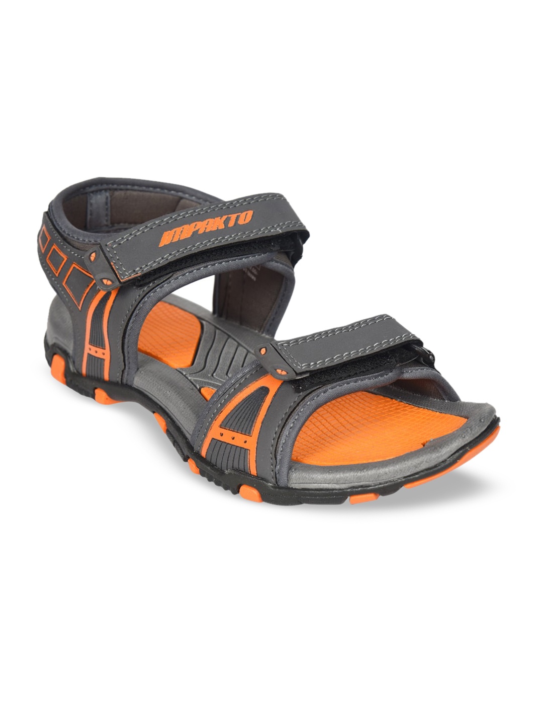 

IMPAKTO Men Textured Velcro Closure Sports Sandals, Orange