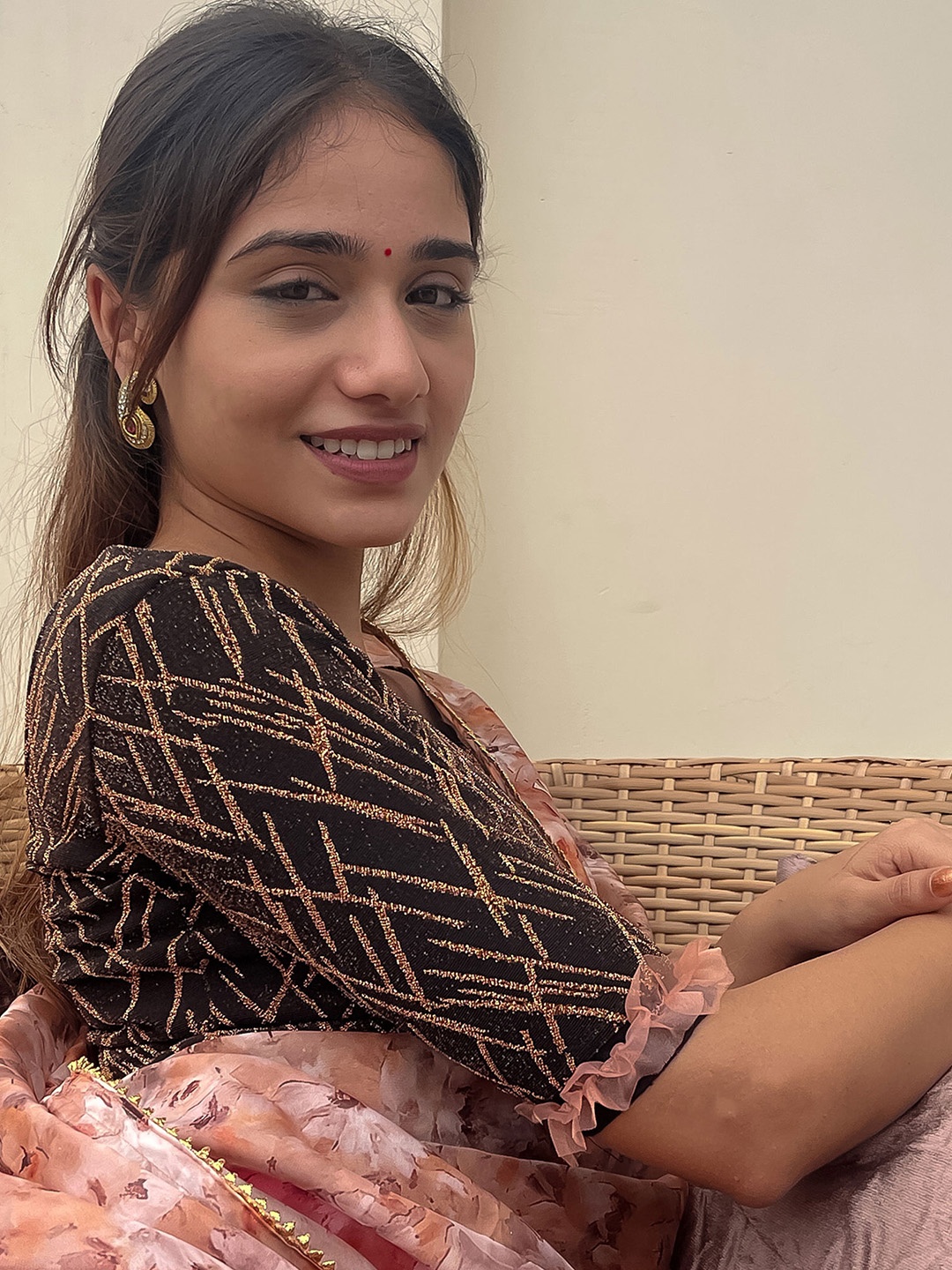

Bindigasm's Advi Embellished Saree Blouse, Brown