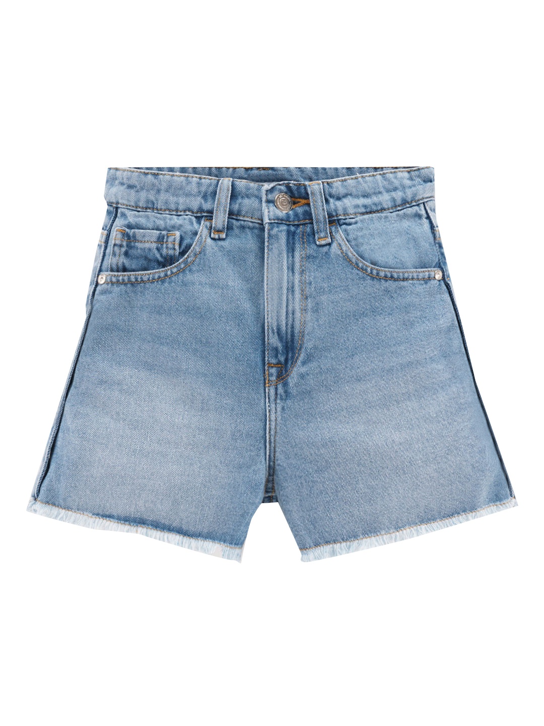 

edheads Girls Mid-Rise Washed Cotton Denim Shorts, Blue