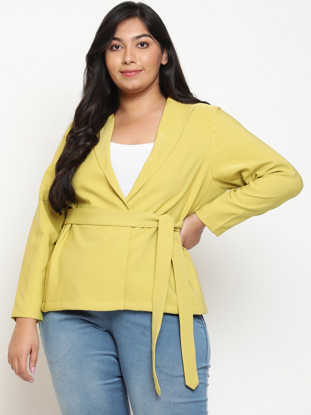 

Amydus Plus Sized Single Breasted Blazer, Yellow
