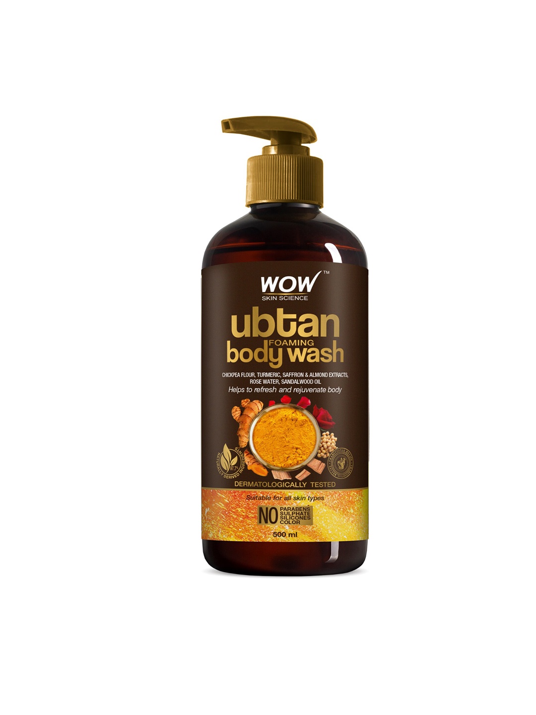 

WOW SKIN SCIENCE Ubtan Foaming Body Wash with Chickpea Flour & Almond Extract - 500ml, Brown