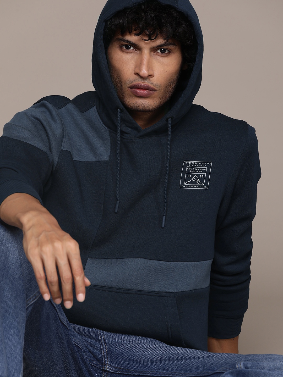 

The Roadster Lifestyle Co. Striped Hooded Sweatshirt, Navy blue