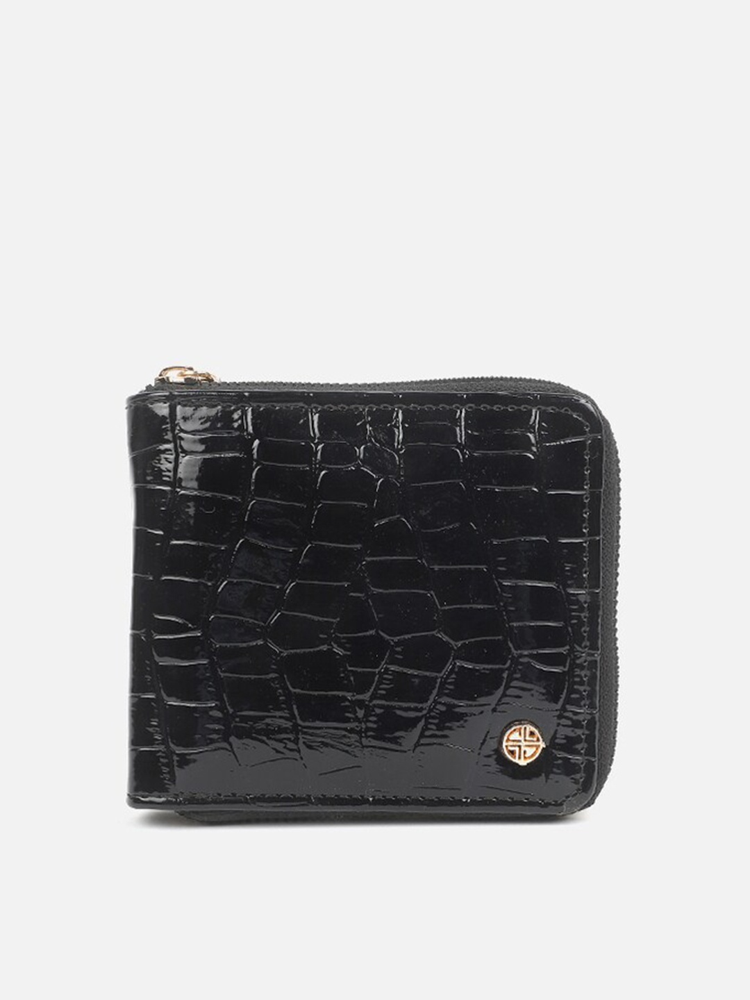 

Carlton London Women Geometric Textured Zip Around Wallet, Black
