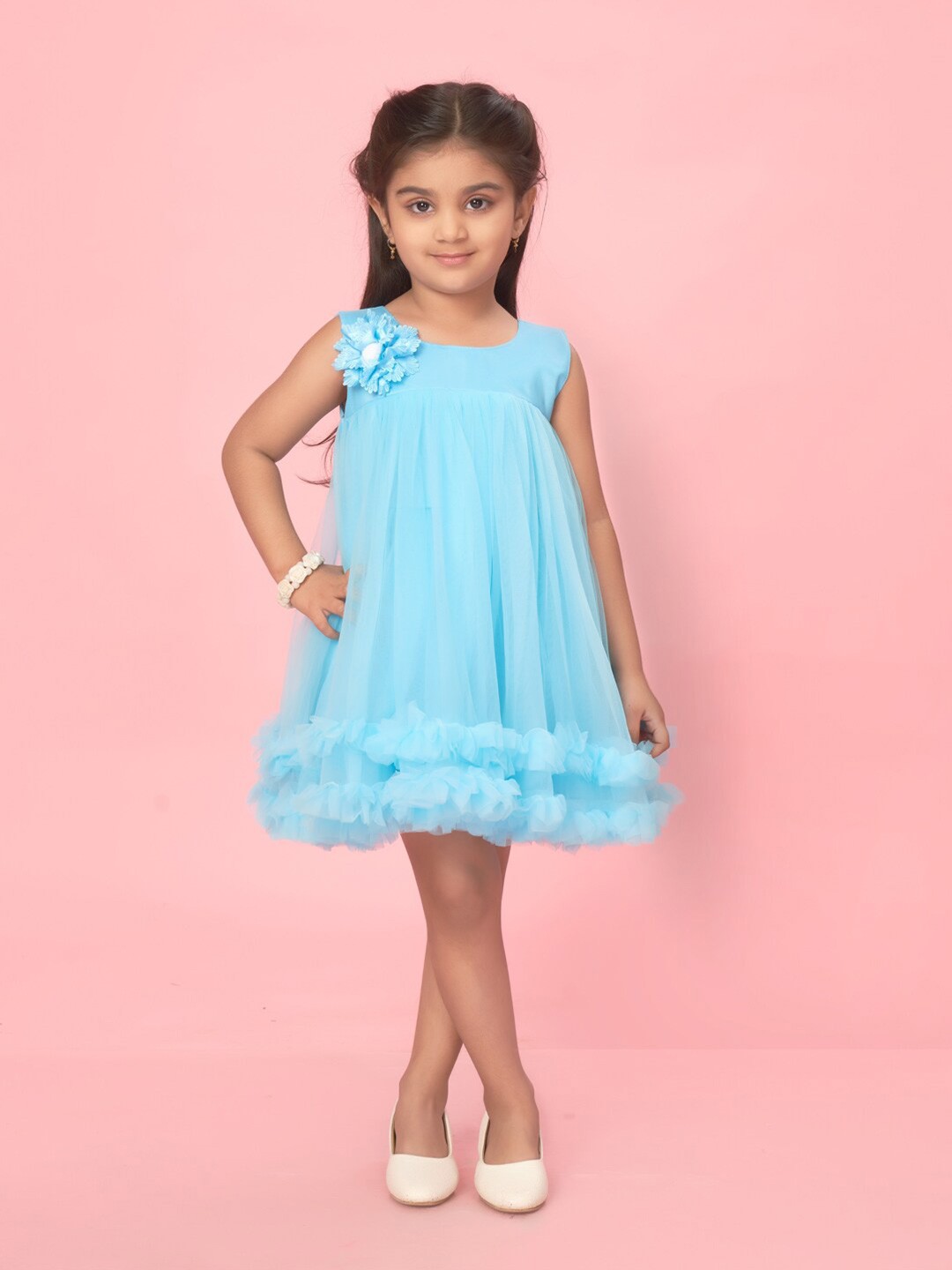 

BAESD Girls Net Empire Dress, Turquoise blue