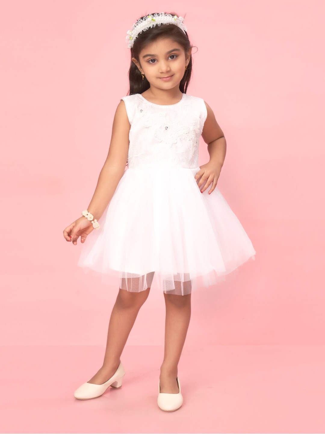 

BAESD Girls Lace Up Fit & Flare Dress, White
