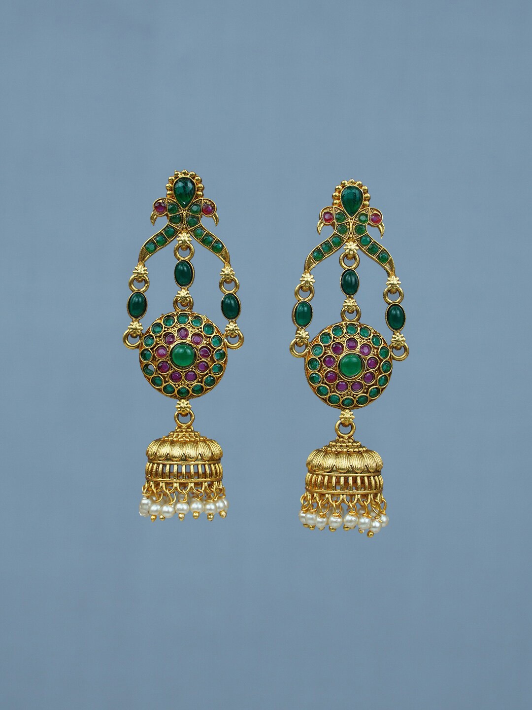 

Diksha collection Matte Finish Contemporary Jhumkas Earrings, Green