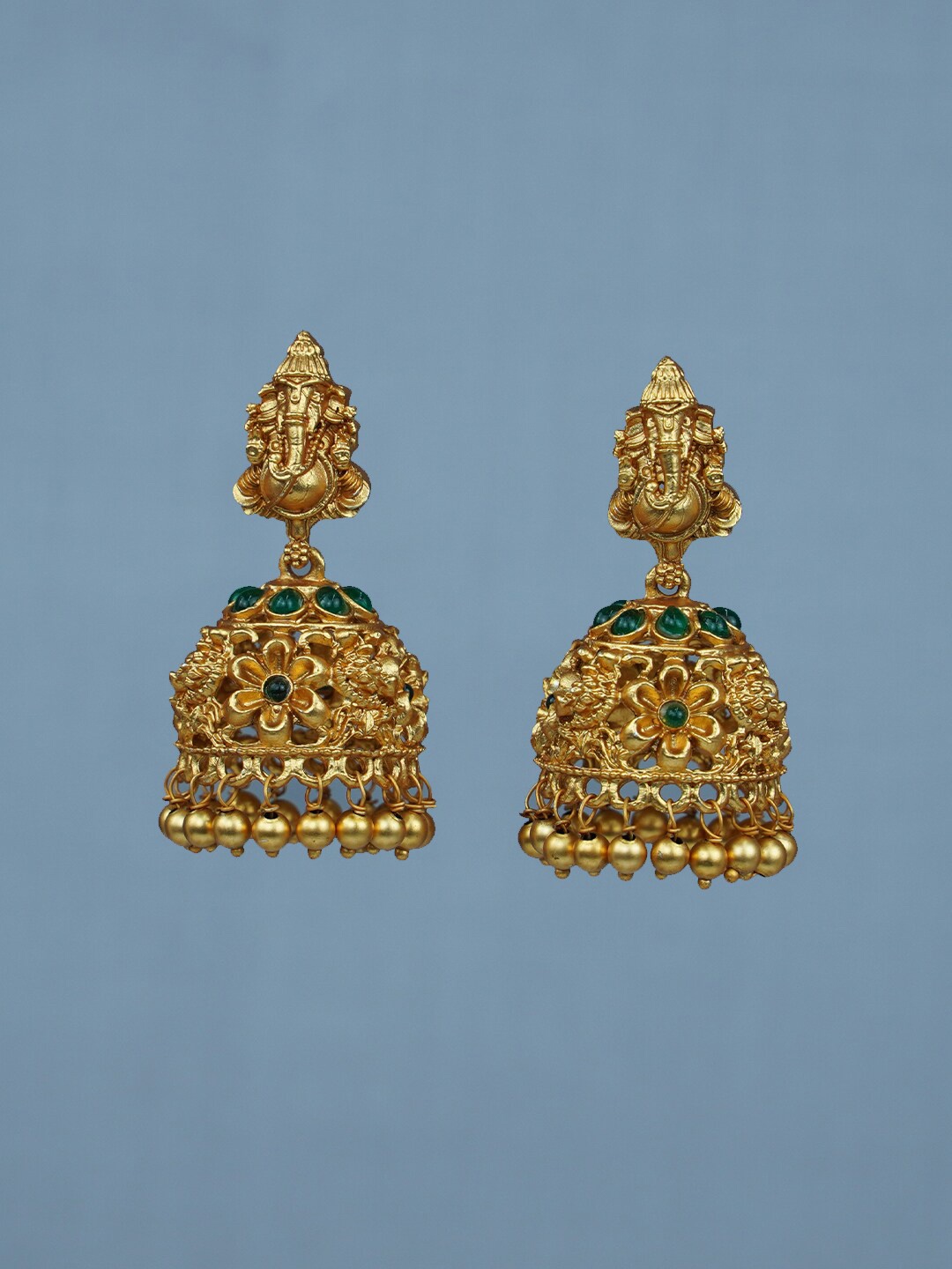 

Diksha collection Dome Shaped Jhumkas Earrings, Gold