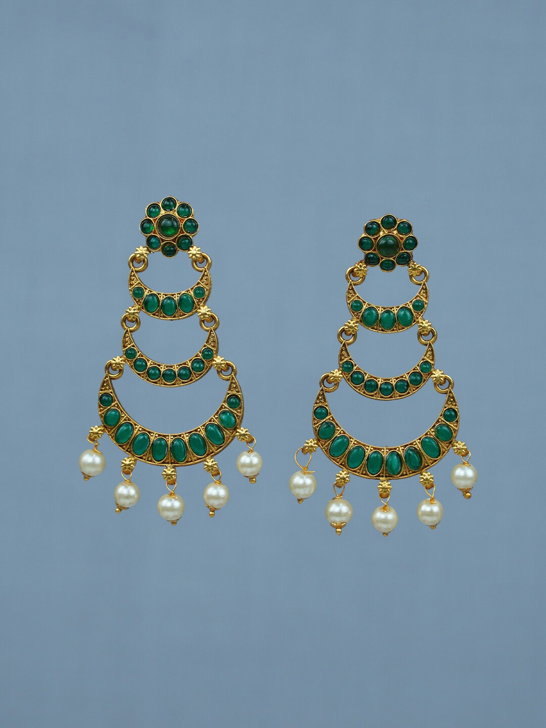 

Diksha collection Matte Finish Circular Drop Earrings, Green