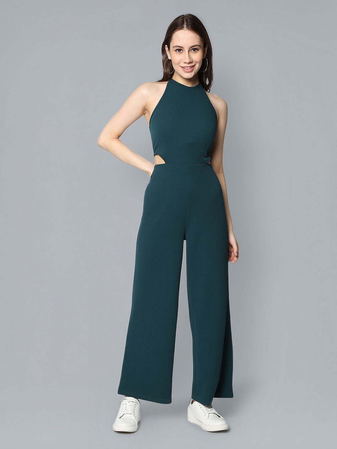 

Flying Machine Halter Neck Basic Jumpsuit, Teal