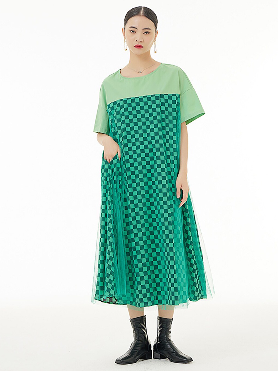 

JC Collection Print Kimono Sleeve A-Line Midi Dress, Green