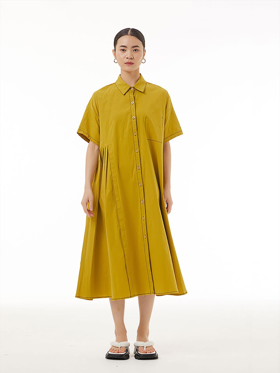 

JC Collection Shirt Midi Dress, Khaki