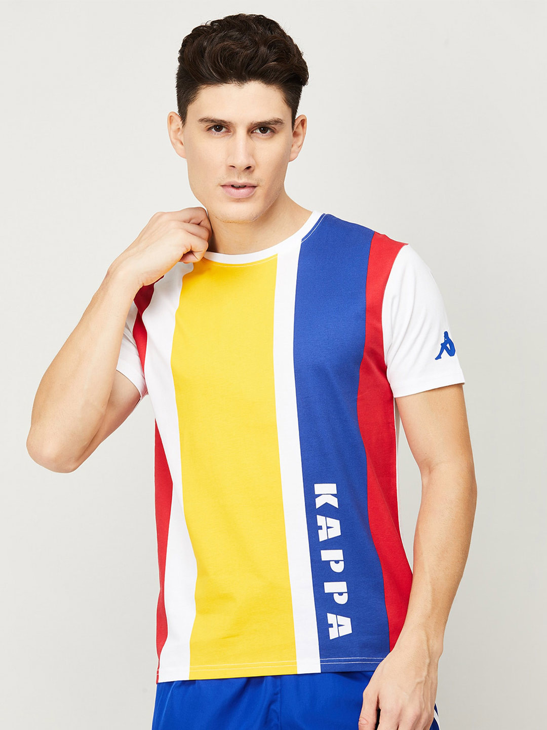 

Kappa Colourblocked Training or Gym Cotton T-shirt, White