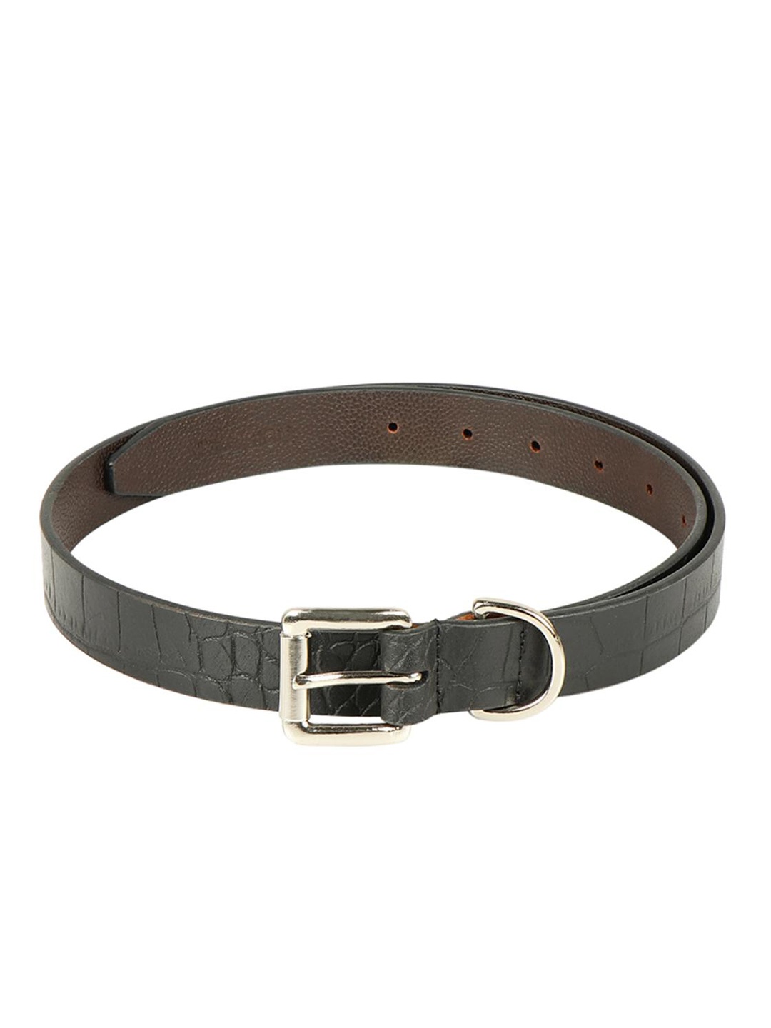 

Hidesign Women Slim Textured Leather Belt, Black