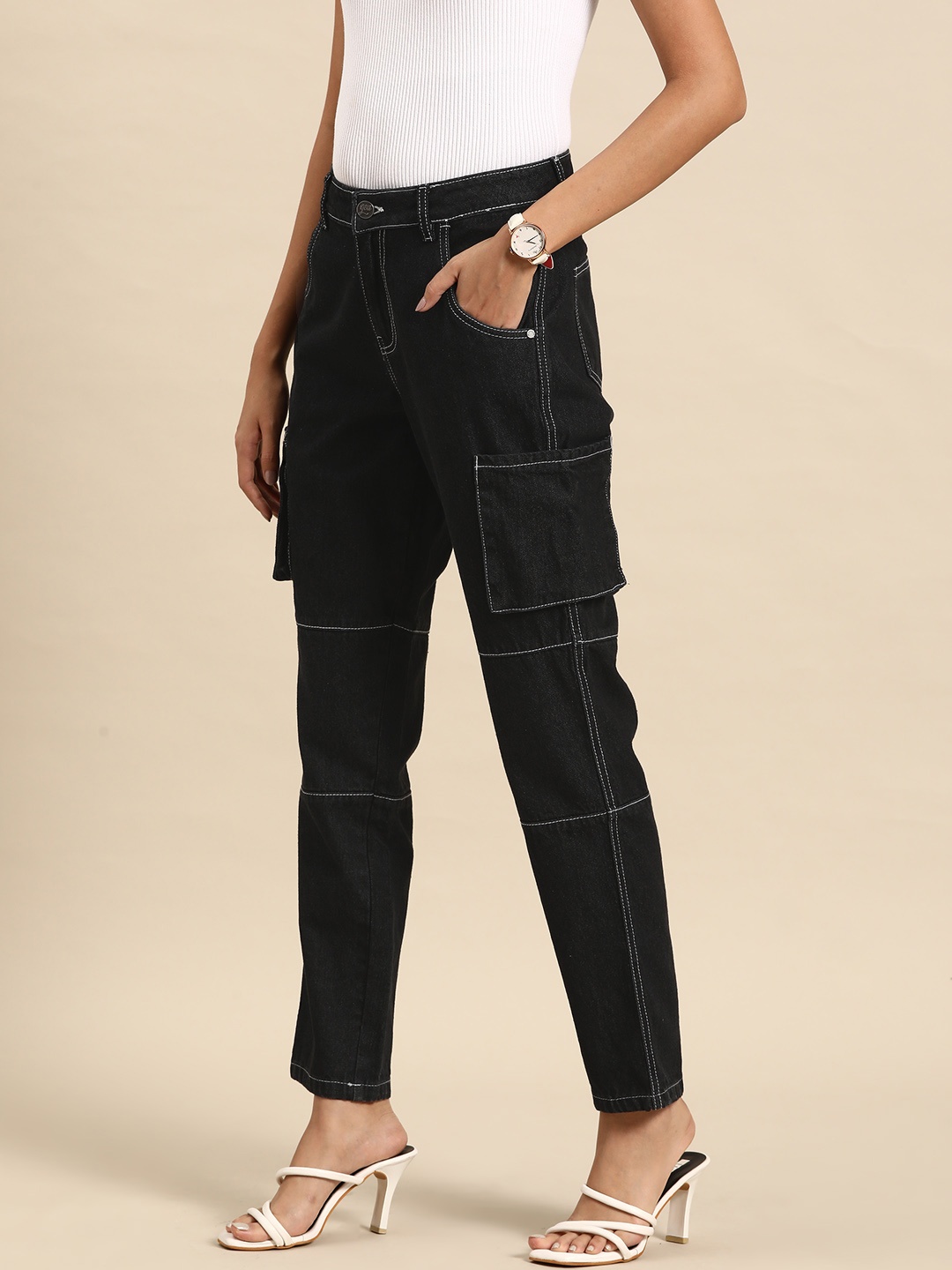 

all about you Women Relaxed Fit Stretchable Cotton Jeans, Black