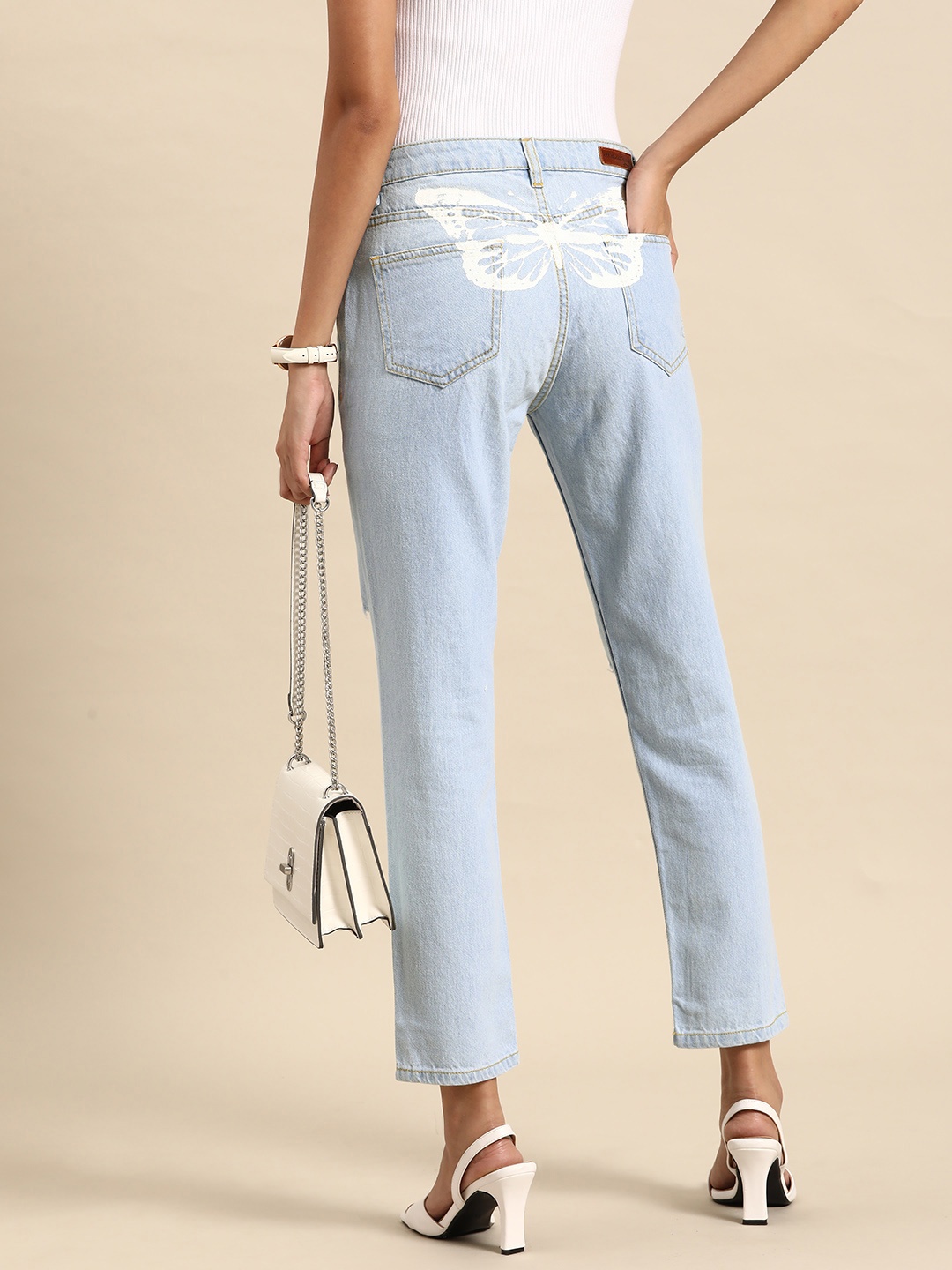 

all about you Women Printed Stretchable Cotton Jeans, Blue