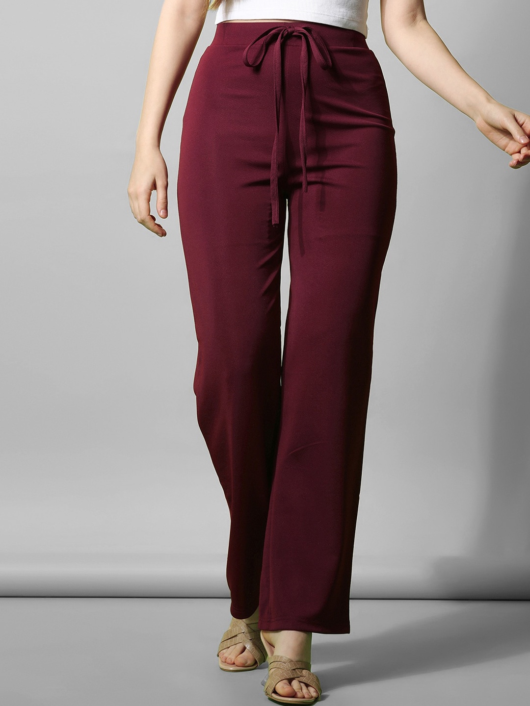 

Selvia Women Easy Wash Parallel Trousers, Maroon