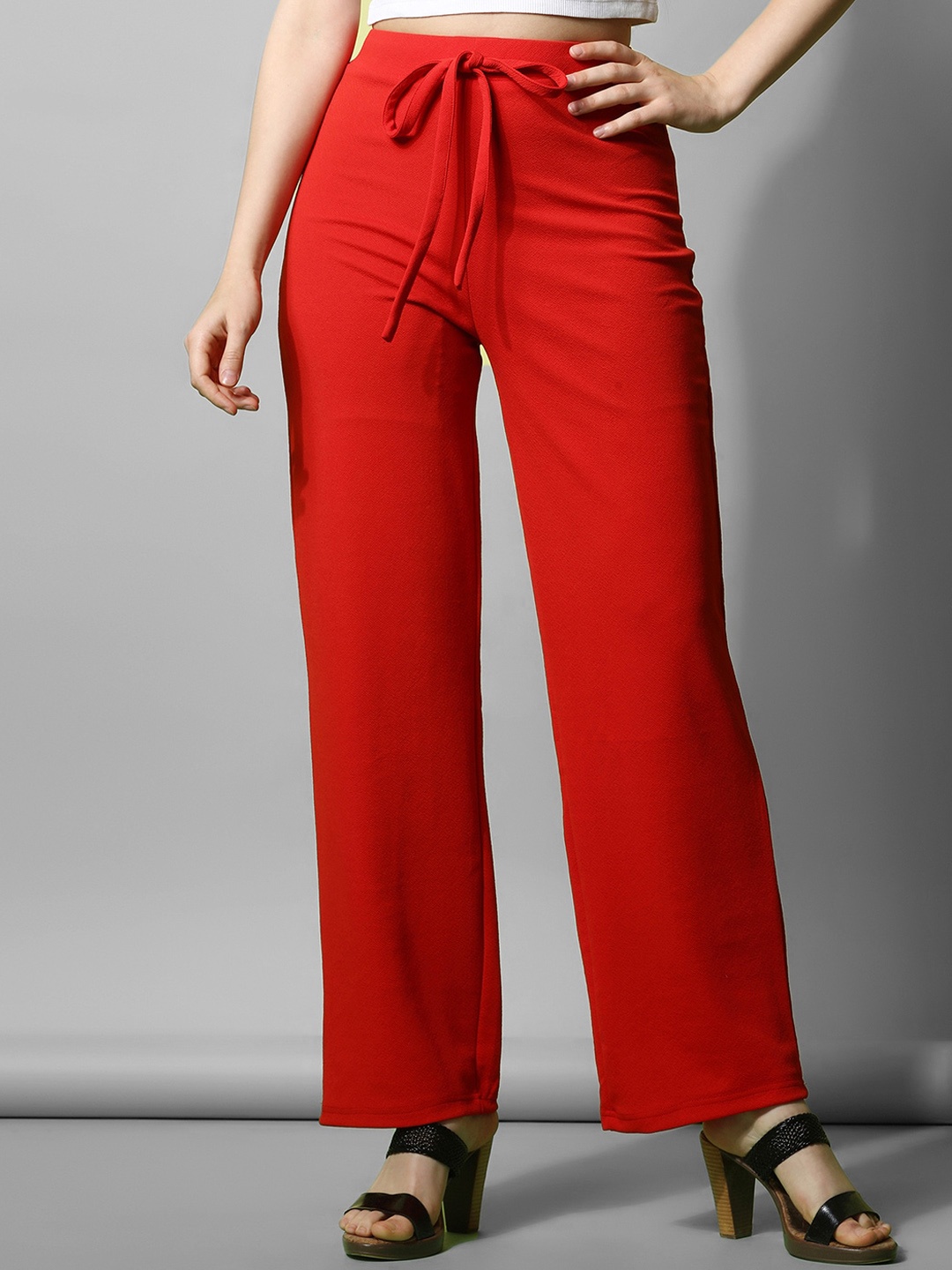 

Selvia Women Easy Wash Parallel Trousers, Red