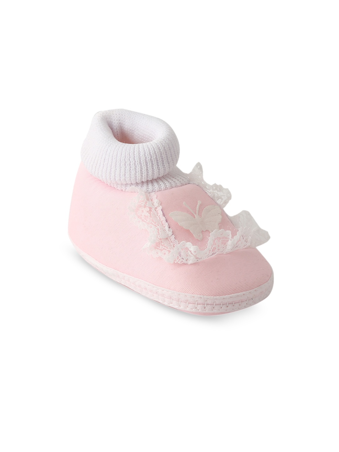 

CHiU Infants Mid Top Butterfly Cotton Booties, Pink