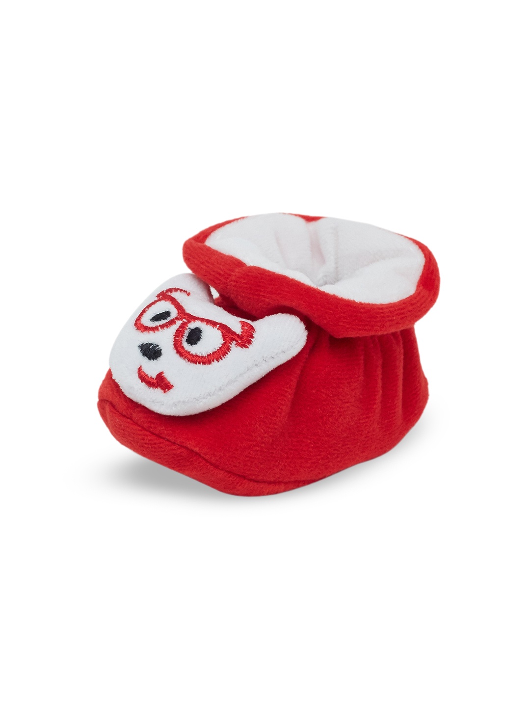 

CHiU Infants Self-Design Velvet Panda Booties, Red