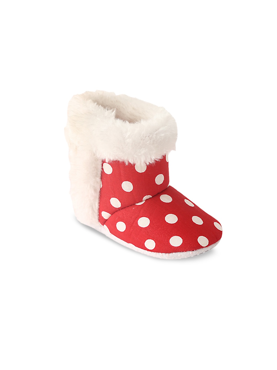 

CHiU Infants Polka Dots Printed Cotton Booties, Red